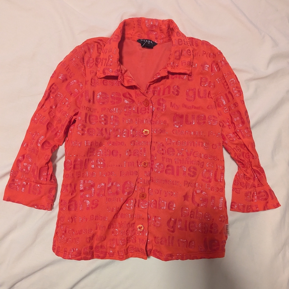 Guess Bright Orange Logo Shirt
